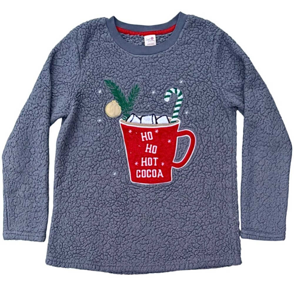 Secret Treasures Size S (4-6) Christmas Sherpa Hot Cocoa Applique Sweater
